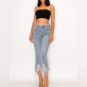 On Running Women's Light Blue Straight-Leg Jeans with Raw Hem